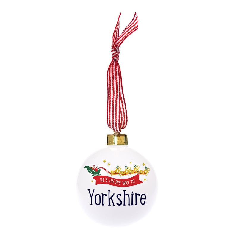 'He's On His Way' Yorkshire Christmas Bauble