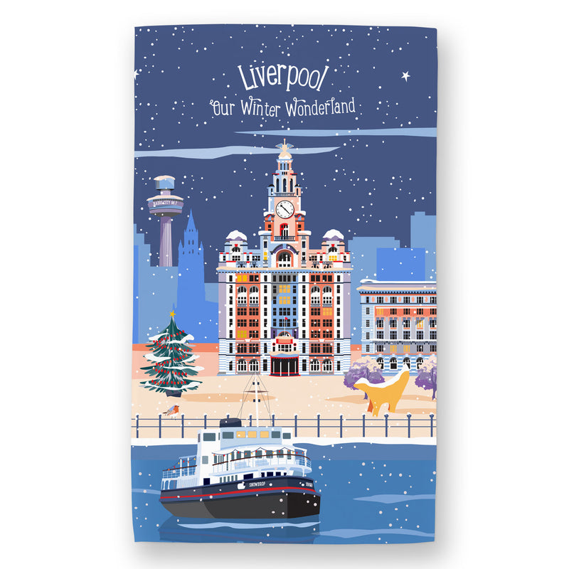 Liverpool Winter Wonderland Tea Towel