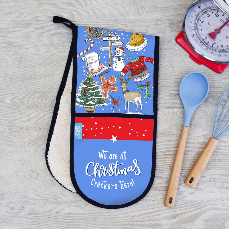'We're Christmas Crackers' Double Oven Glove